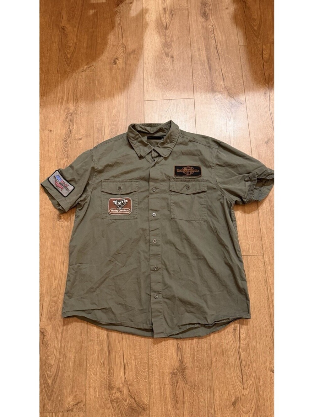 Harley-Davidson Shirt Mens L Olive Green V-Twin 1903